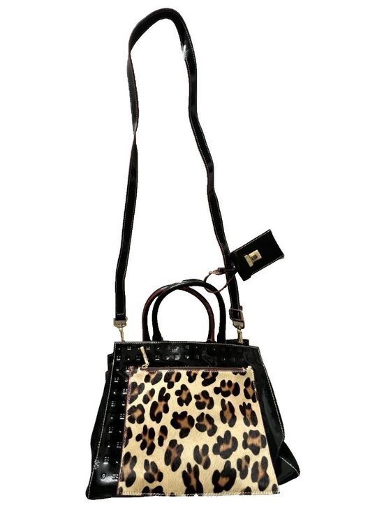 Arcadia Handbags - ARCADIA Patent Leather Handbag Crossbody Leopard Print Haircalf Made in Italy